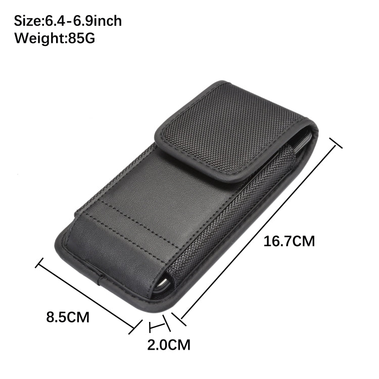 For 6.4-6.9 inch Universal Nylon Cloth Mobile Phone Waist Bag with Card Slot(Black)