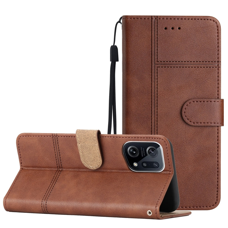 For OPPO Find X5 Business Style Cowhide Texture Leather Phone Case