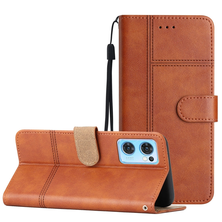 For OPPO Find X5 Lite Business Style Cowhide Texture Leather Phone Case