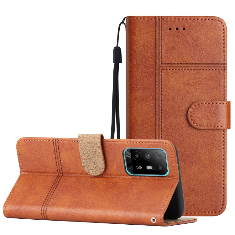 For OPPO A94 5G Business Style Cowhide Texture Leather Phone Case