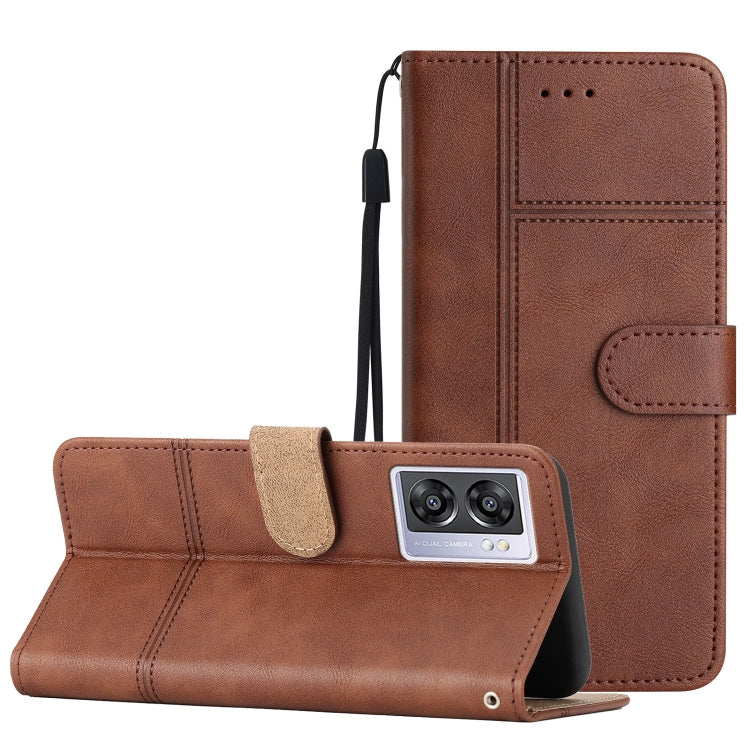 For OPPO A77 5G Business Style Cowhide Texture Leather Phone Case