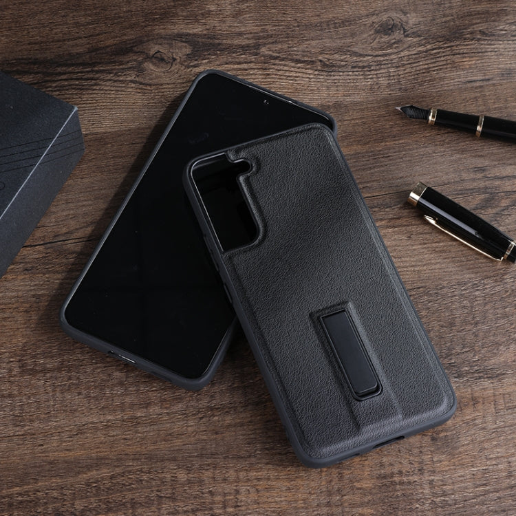 For Samsung Galaxy S23+ 5G PU Cover Metal Holder Phone Case