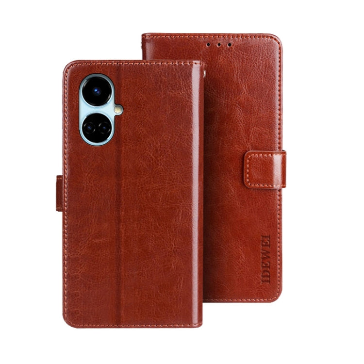 For Tecno Camon 19 idewei Crazy Horse Texture Leather Phone Case