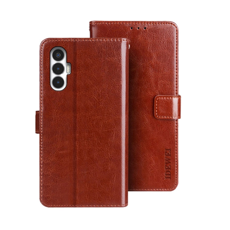 For Tecno Pova 3 idewei Crazy Horse Texture Leather Phone Case