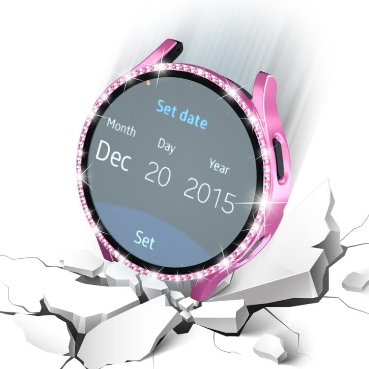 For Samsung Galaxy Watch4 Classic 42mm Single Row Diamond Electroplated PC Watch Case