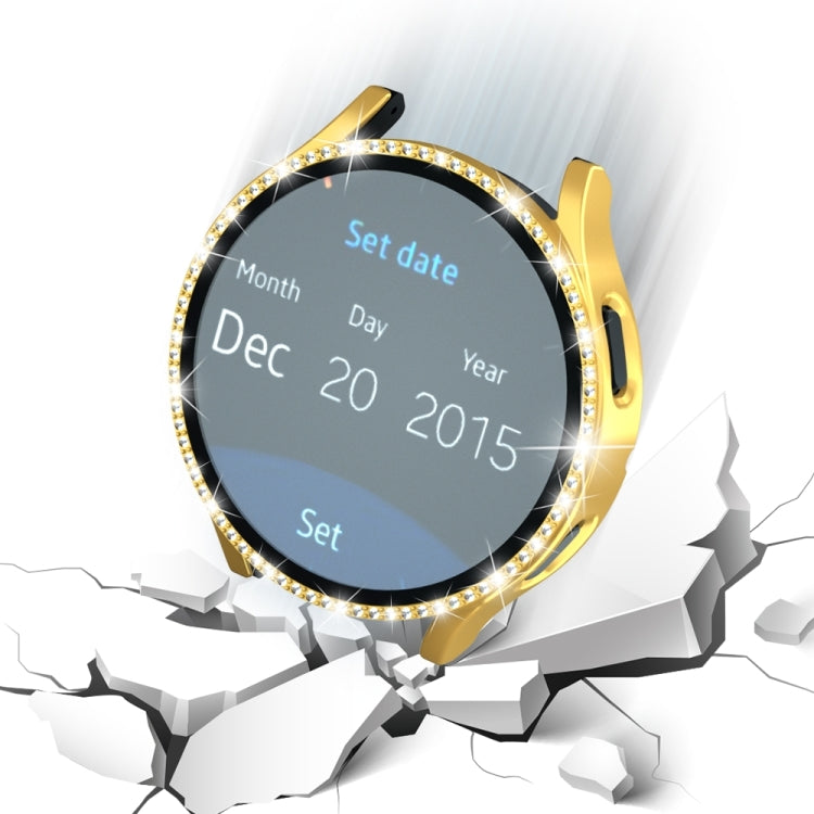 For Samsung Galaxy Watch4 Classic 42mm Single Row Diamond Electroplated PC Watch Case