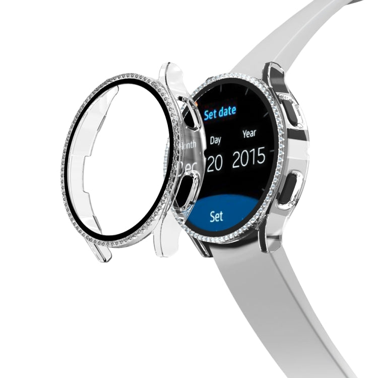 For Samsung Galaxy Watch4 Classic 42mm Single Row Diamond Electroplated PC Watch Case