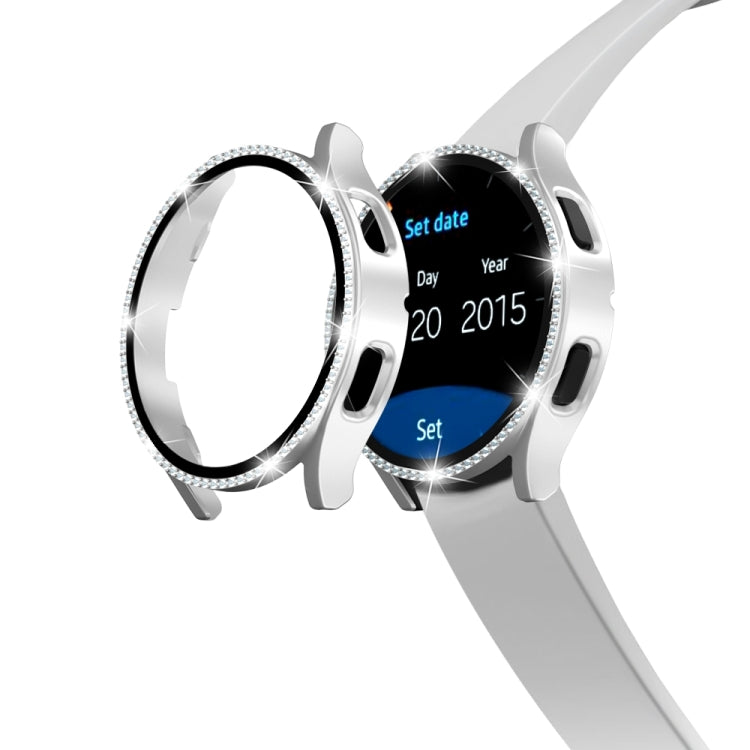 For Samsung Galaxy Watch4 Classic 46mm Single Row Diamond Electroplated PC Watch Case