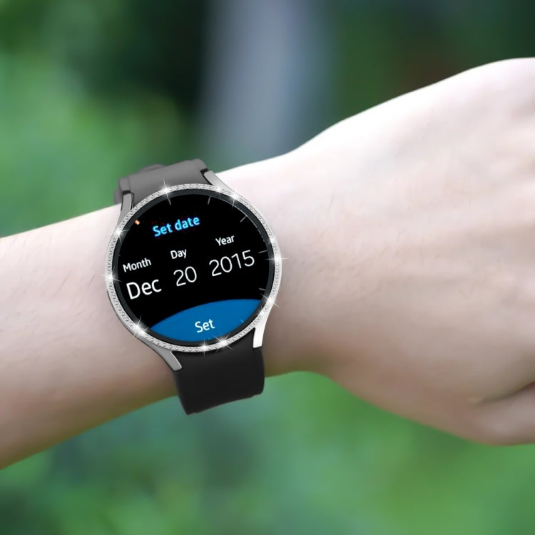For Samsung Galaxy Watch4 Classic 46mm Single Row Diamond Electroplated PC Watch Case