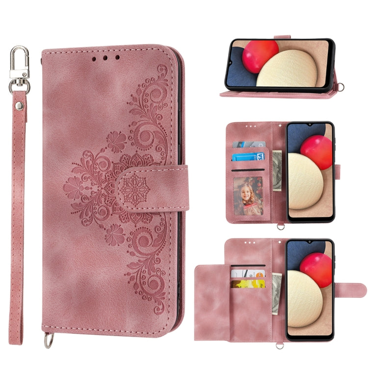 For Samsung Galaxy A54 5G Skin-feel Flowers Embossed Wallet Leather Phone Case