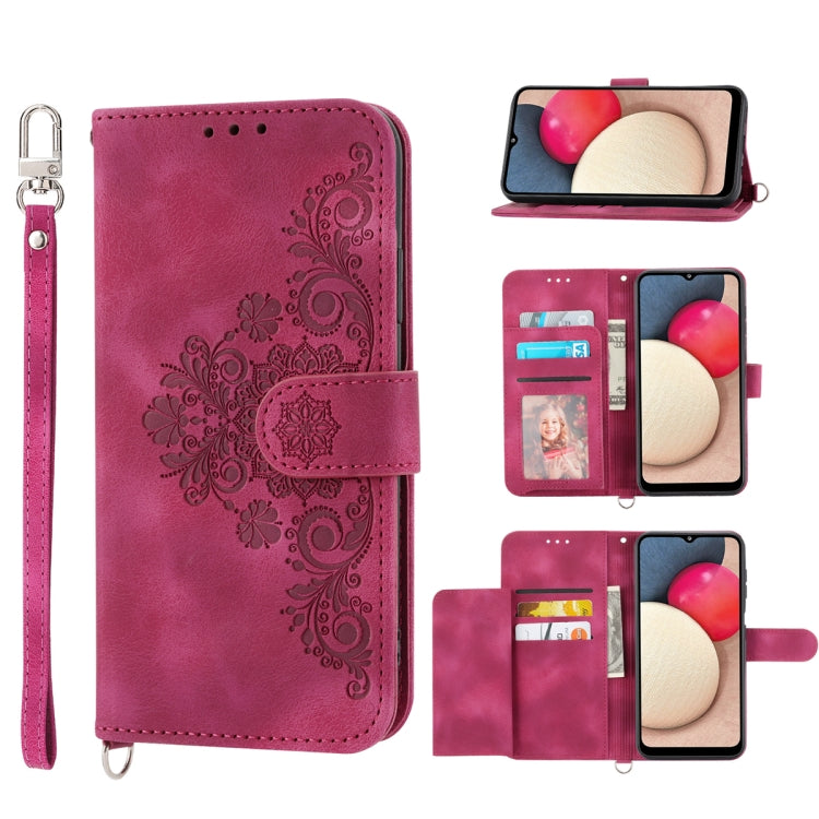 For Samsung Galaxy A54 5G Skin-feel Flowers Embossed Wallet Leather Phone Case