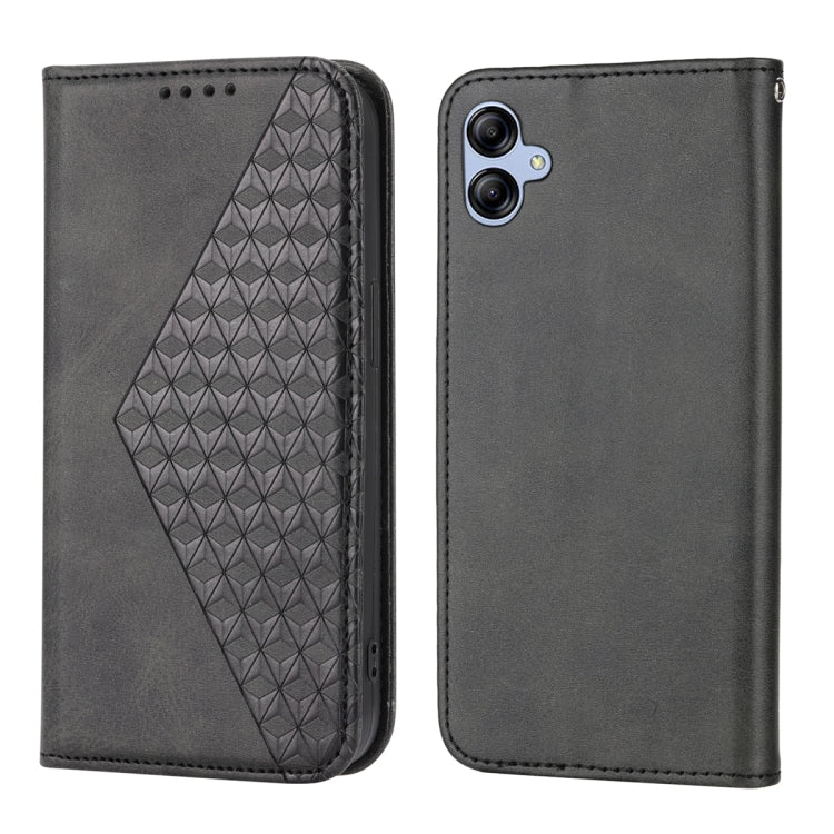 For Samsung Galaxy A04e Cubic Grid Calf Texture Magnetic Leather Phone Case