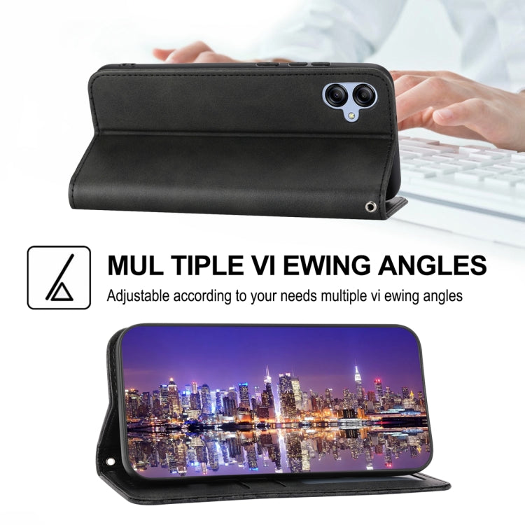 For Samsung Galaxy A04e Cubic Grid Calf Texture Magnetic Leather Phone Case