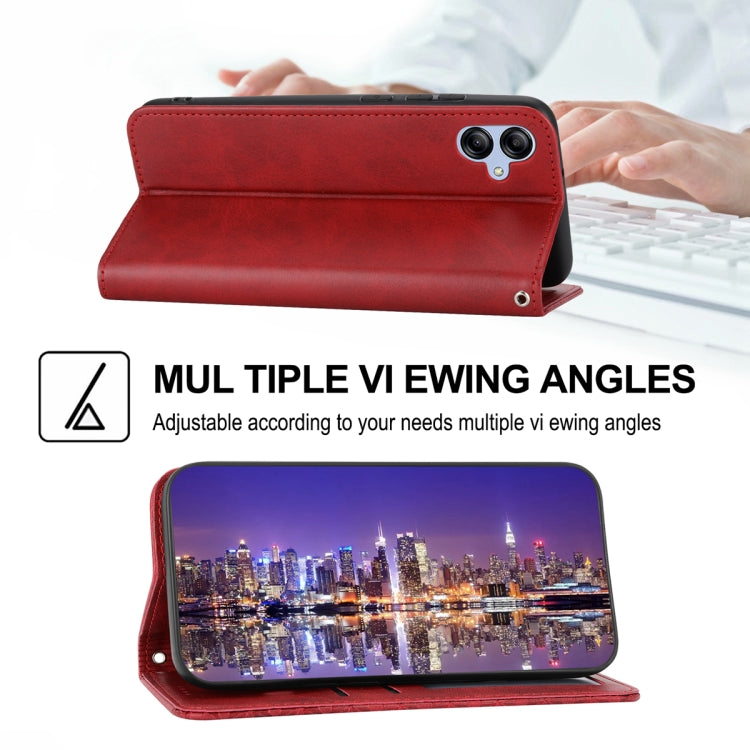 For Samsung Galaxy A04e Cubic Grid Calf Texture Magnetic Leather Phone Case