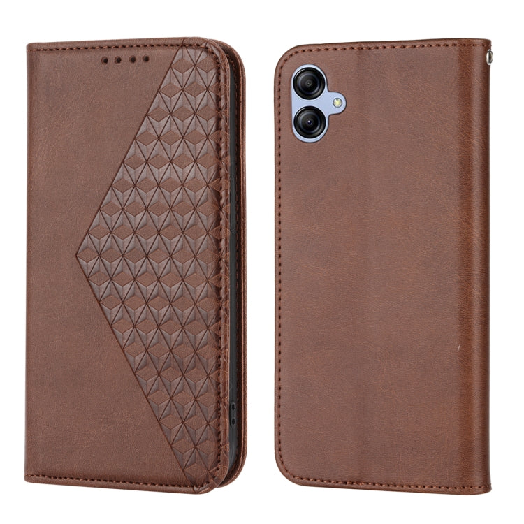 For Samsung Galaxy A04e Cubic Grid Calf Texture Magnetic Leather Phone Case