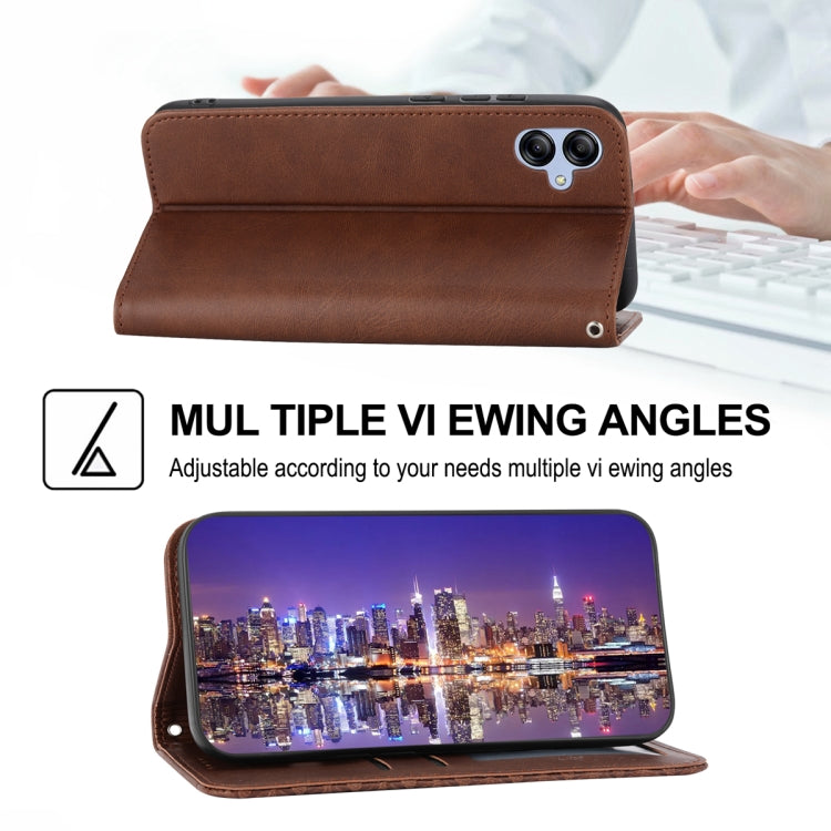 For Samsung Galaxy A04e Cubic Grid Calf Texture Magnetic Leather Phone Case