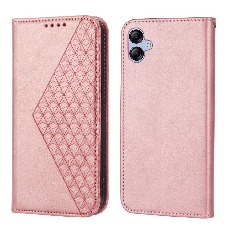 For Samsung Galaxy A04e Cubic Grid Calf Texture Magnetic Leather Phone Case