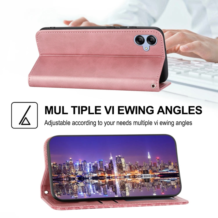 For Samsung Galaxy A04e Cubic Grid Calf Texture Magnetic Leather Phone Case