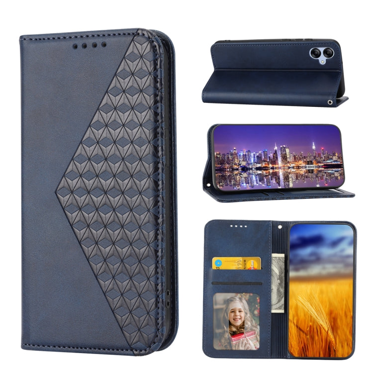 For Samsung Galaxy A04e Cubic Grid Calf Texture Magnetic Leather Phone Case