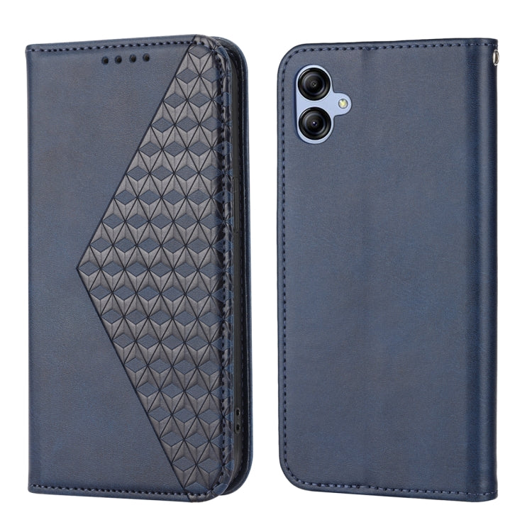 For Samsung Galaxy A04e Cubic Grid Calf Texture Magnetic Leather Phone Case