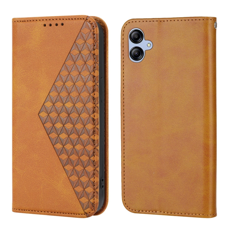 For Samsung Galaxy A04e Cubic Grid Calf Texture Magnetic Leather Phone Case
