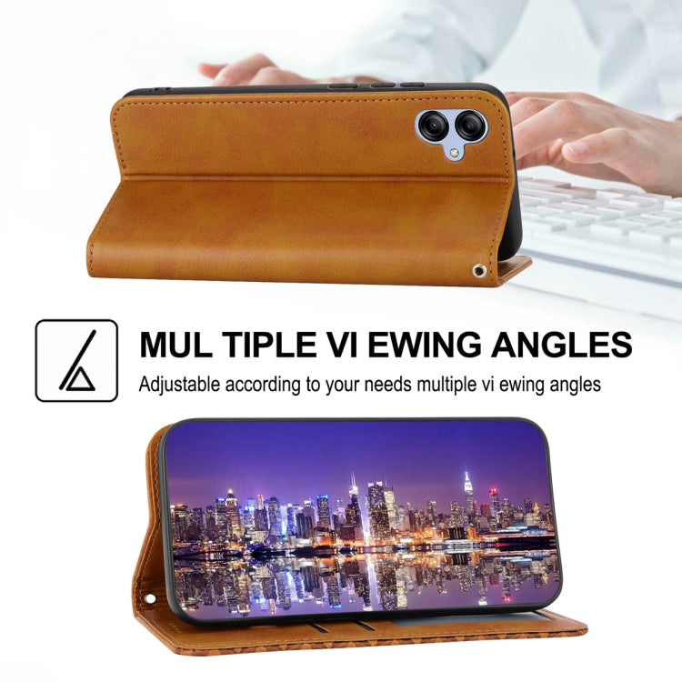 For Samsung Galaxy A04e Cubic Grid Calf Texture Magnetic Leather Phone Case