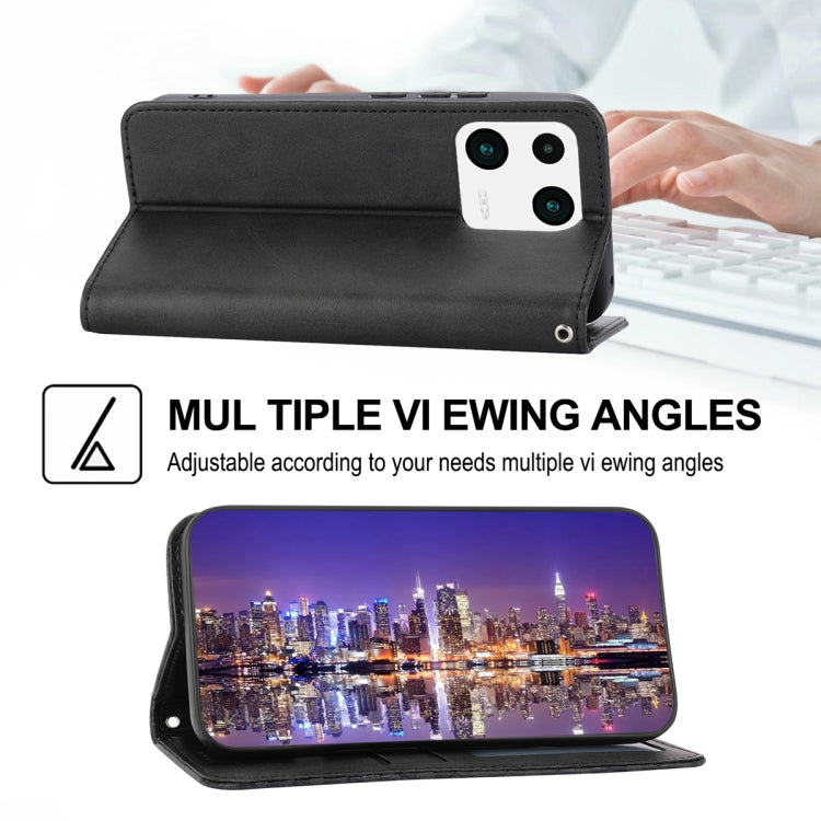 For Xiaomi 13 Cubic Grid Calf Texture Magnetic Leather Phone Case