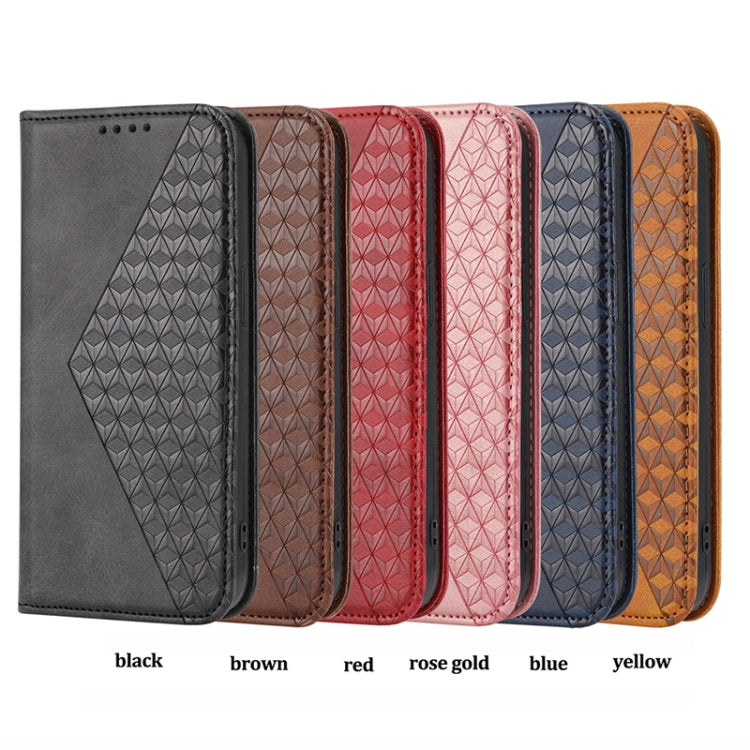 For Xiaomi 13 Cubic Grid Calf Texture Magnetic Leather Phone Case