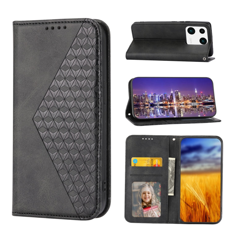 For Xiaomi 13 Pro Cubic Grid Calf Texture Magnetic Leather Phone Case