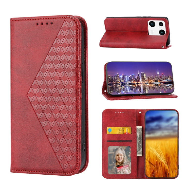 For Xiaomi 13 Pro Cubic Grid Calf Texture Magnetic Leather Phone Case