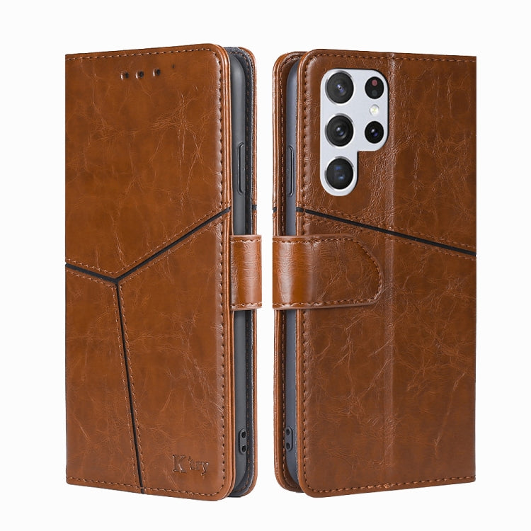 For Samsung Galaxy S23 Ultra 5G Geometric Stitching Horizontal Flip Leather Phone Case