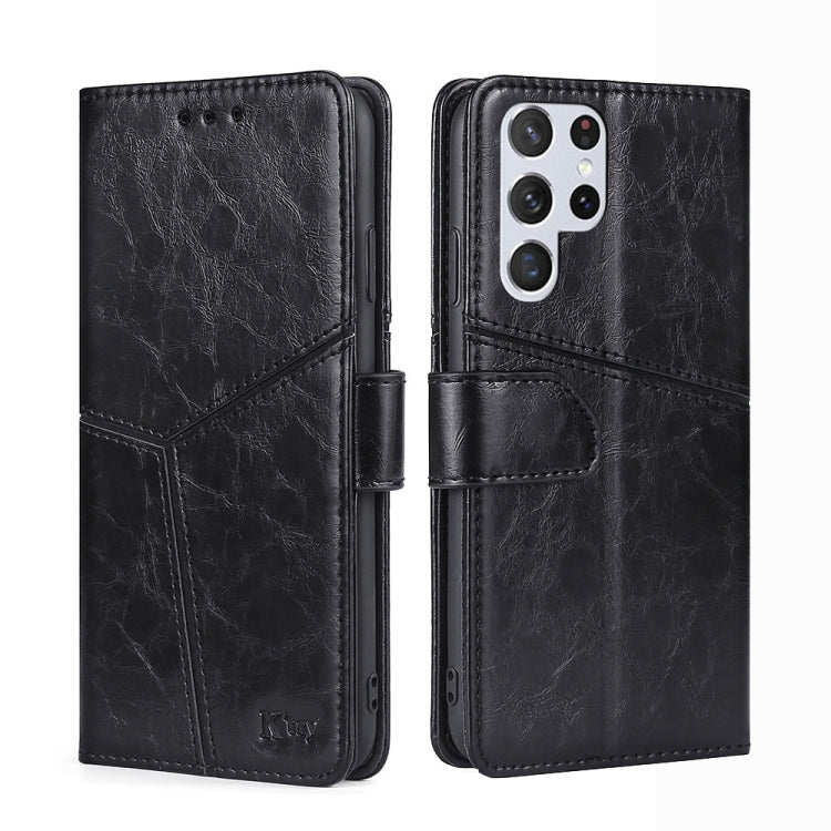 For Samsung Galaxy S23 Ultra 5G Geometric Stitching Horizontal Flip Leather Phone Case