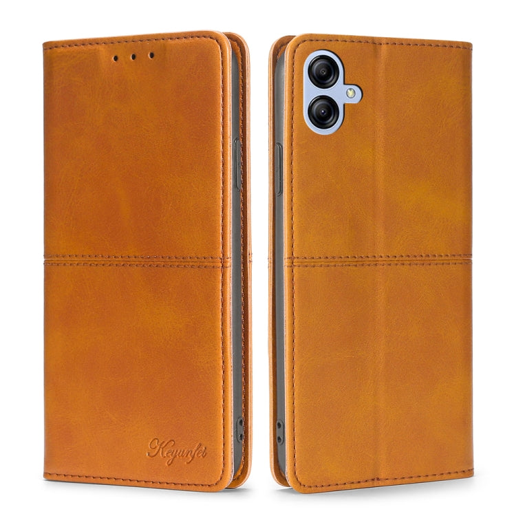 For Samsung Galaxy A04E Cow Texture Magnetic Horizontal Flip Leather Phone Case