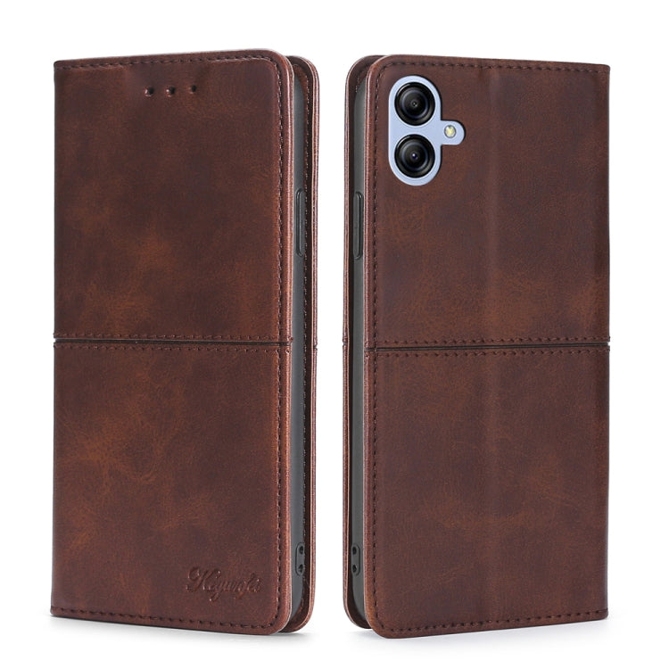 For Samsung Galaxy A04E Cow Texture Magnetic Horizontal Flip Leather Phone Case