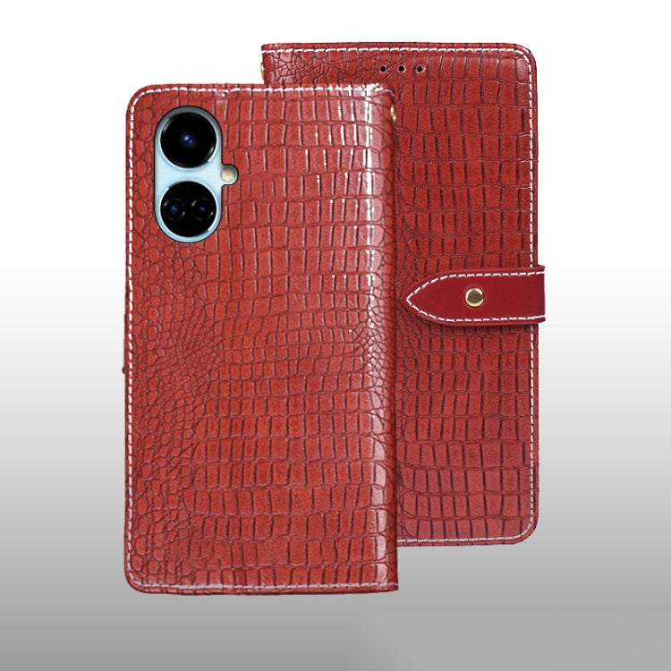 For Tecno Camon 19 idewei Crocodile Texture Leather Phone Case