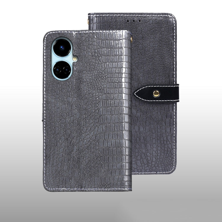 For Tecno Camon 19 idewei Crocodile Texture Leather Phone Case
