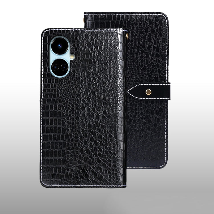 For Tecno Camon 19 idewei Crocodile Texture Leather Phone Case