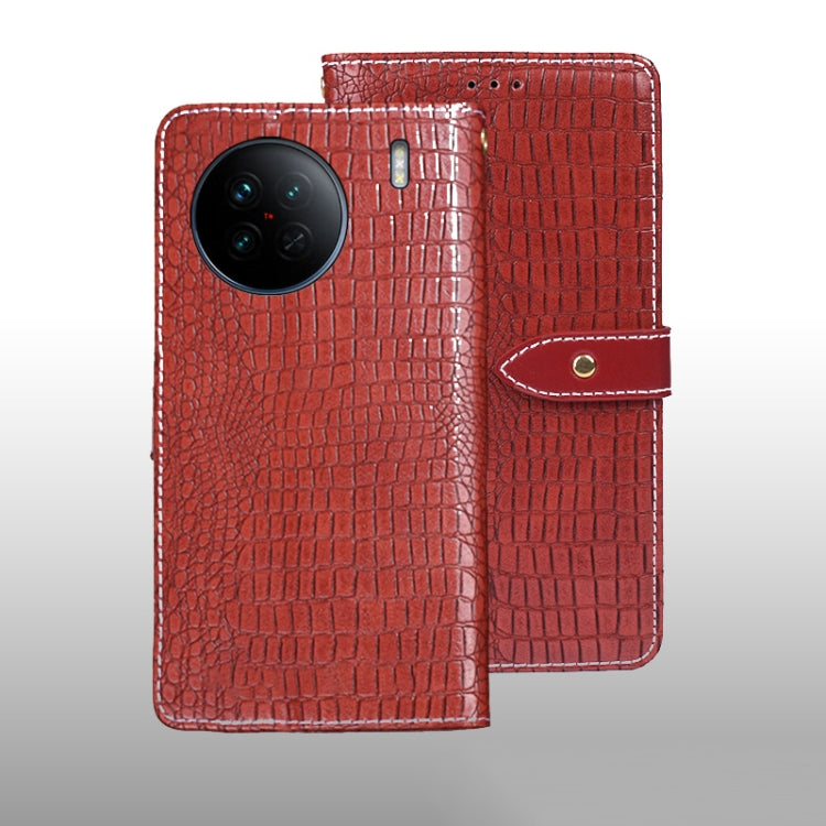 For vivo X90 idewei Crocodile Texture Leather Phone Case