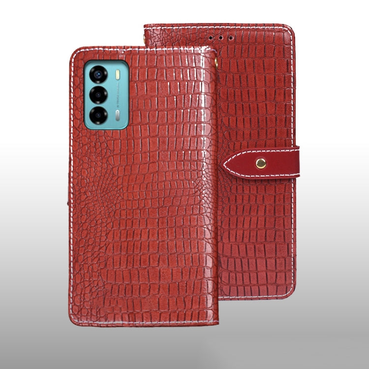 For ZTE Blade A72 4G idewei Crocodile Texture Leather Phone Case