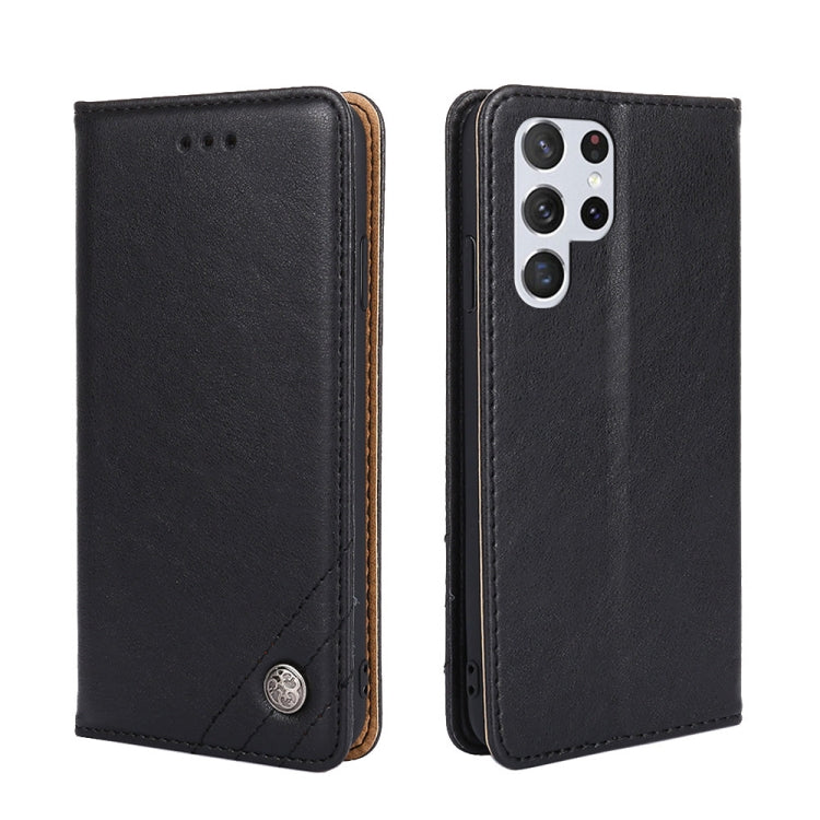 For Samsung Galaxy S23 Ultra 5G Non-Magnetic Retro Texture Flip Leather Phone Case