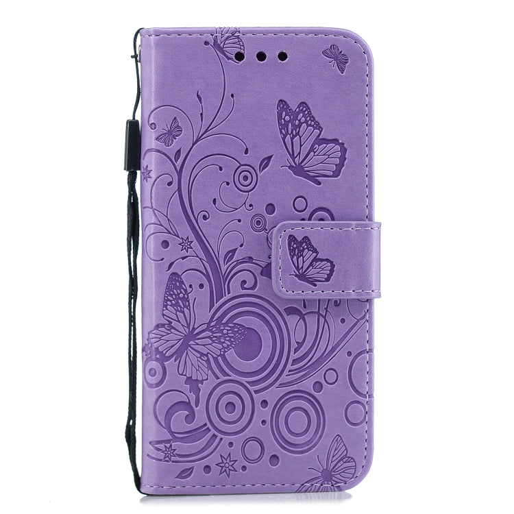 For iPhone SE 2022 / SE 2020 Butterflies Embossing Pattern Horizontal Flip Leather Case with Holder & Card Slots & Wallet & Lanyard