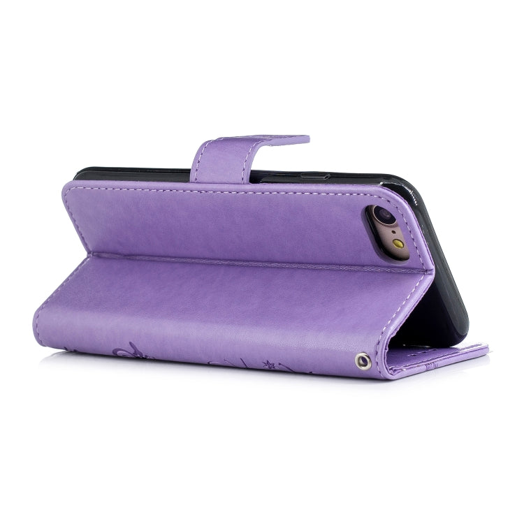 For iPhone SE 2022 / SE 2020 Butterflies Embossing Pattern Horizontal Flip Leather Case with Holder & Card Slots & Wallet & Lanyard