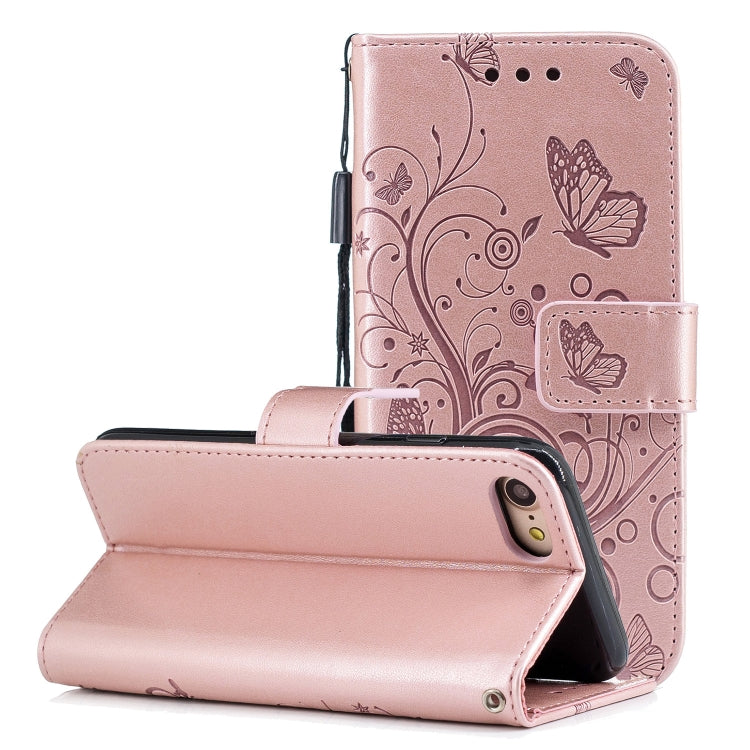 For iPhone SE 2022 / SE 2020 Butterflies Embossing Pattern Horizontal Flip Leather Case with Holder & Card Slots & Wallet & Lanyard