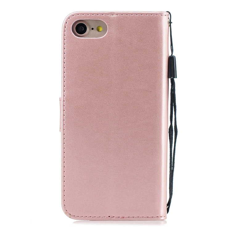 For iPhone SE 2022 / SE 2020 Butterflies Embossing Pattern Horizontal Flip Leather Case with Holder & Card Slots & Wallet & Lanyard
