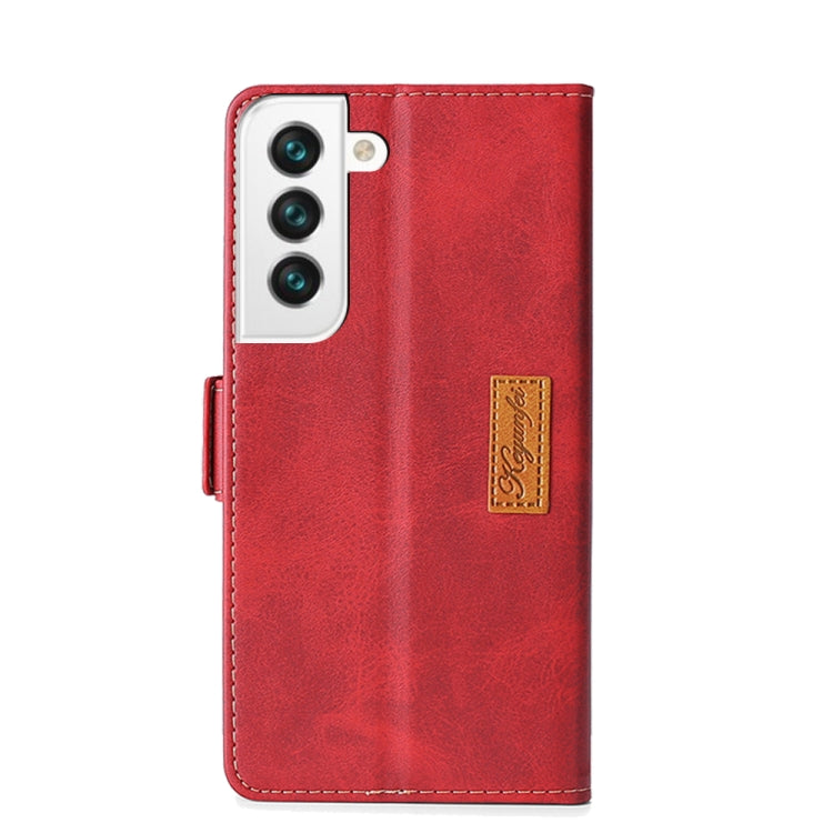For Samsung Galaxy S23 5G Contrast Color Side Buckle Leather Phone Case