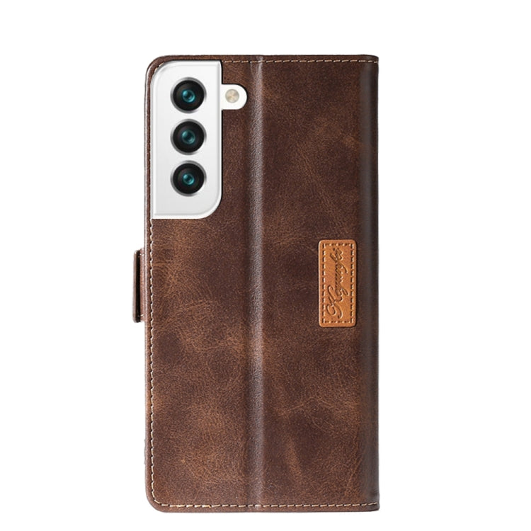 For Samsung Galaxy S23 5G Contrast Color Side Buckle Leather Phone Case