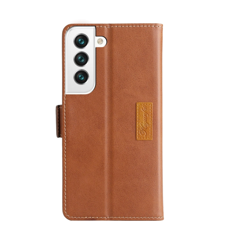 For Samsung Galaxy S23 5G Contrast Color Side Buckle Leather Phone Case