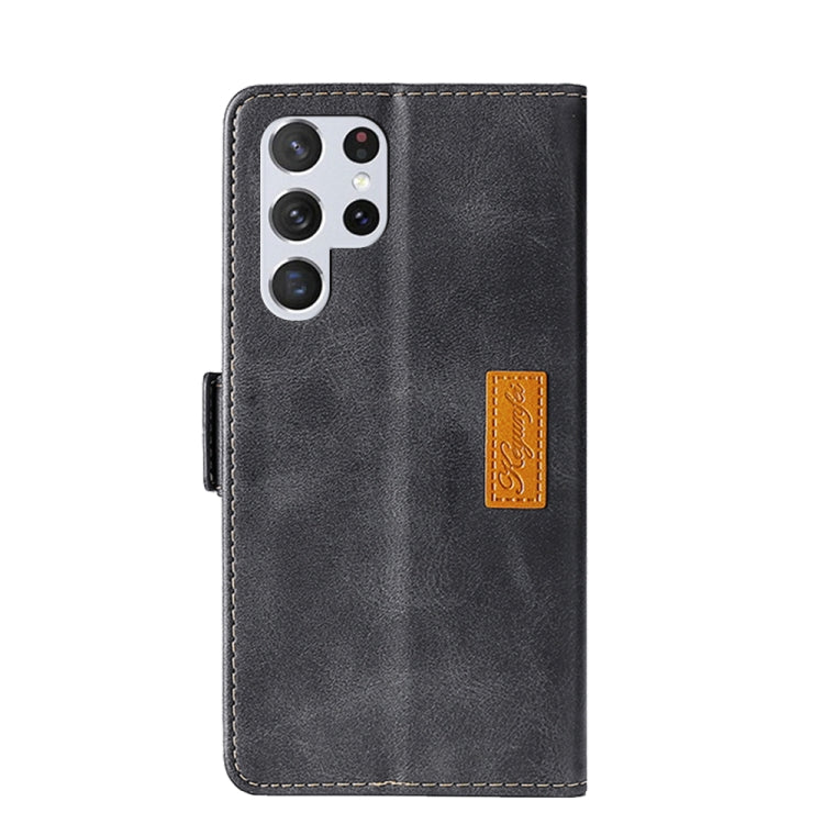 For Samsung Galaxy S23 Ultra 5G Contrast Color Side Buckle Leather Phone Case