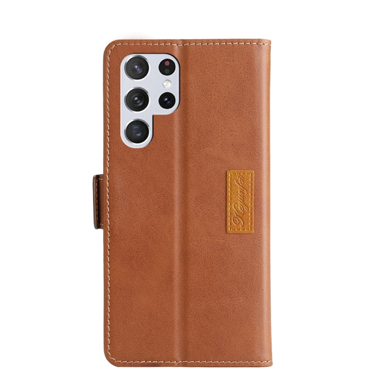 For Samsung Galaxy S23 Ultra 5G Contrast Color Side Buckle Leather Phone Case
