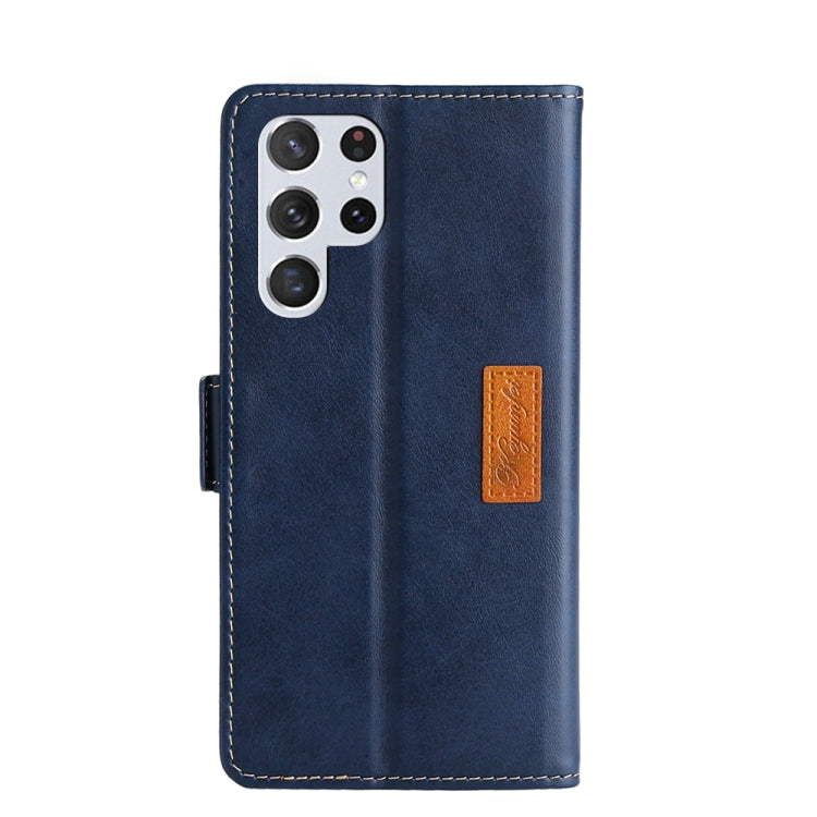 For Samsung Galaxy S23 Ultra 5G Contrast Color Side Buckle Leather Phone Case